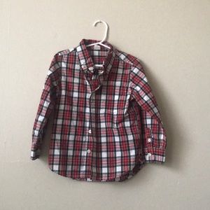 Red and green plaid button up